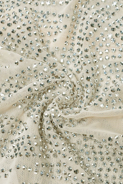 Sheer Silver Illusion Halter Maxi Gown