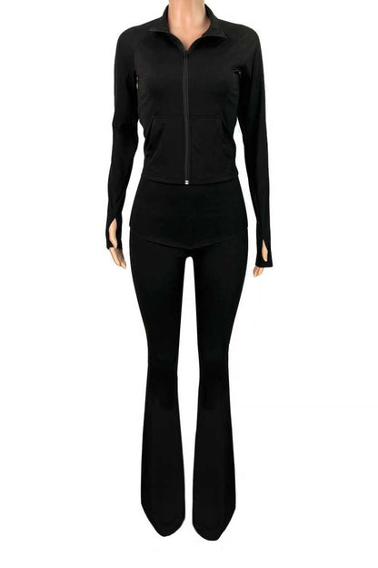 Sculpted Foldover Waist Flare Pants Set