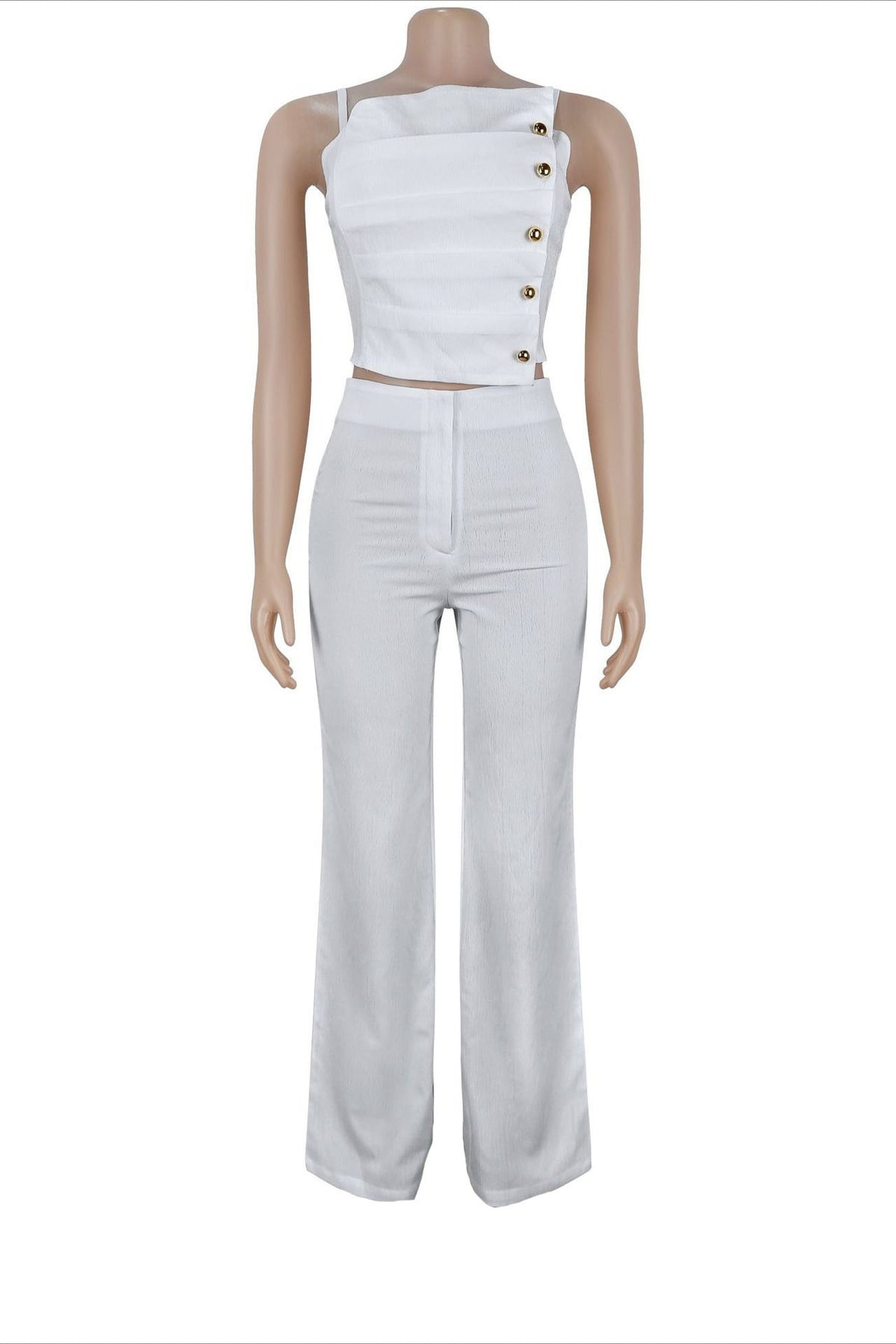 Asymmetrical Button Cami Pant Set