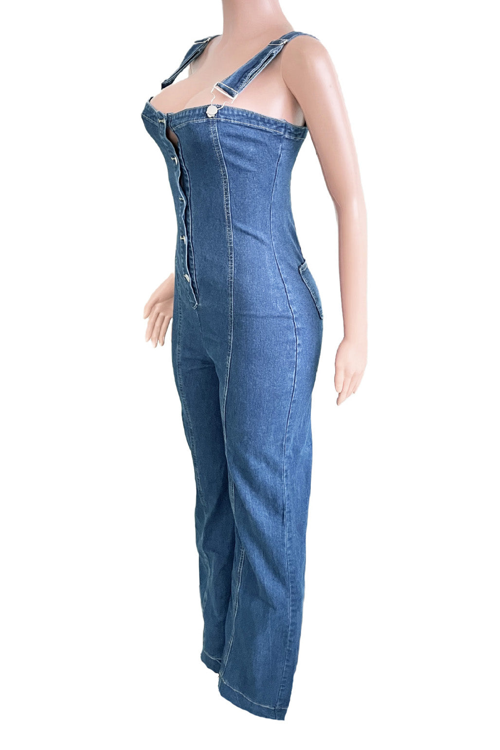 Sleeveless Denim Overall Jumpsuit