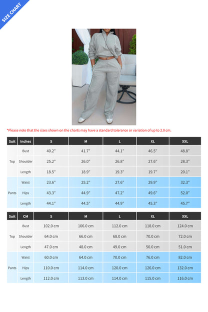 Half-Zip Sweatshirt & Wide Leg Pants Set