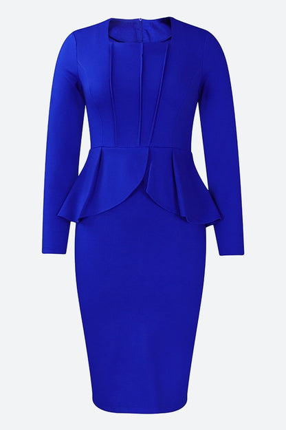 Structured Peplum Midi Dress