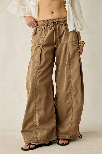 Wide Leg Drawstring Parachute Pant