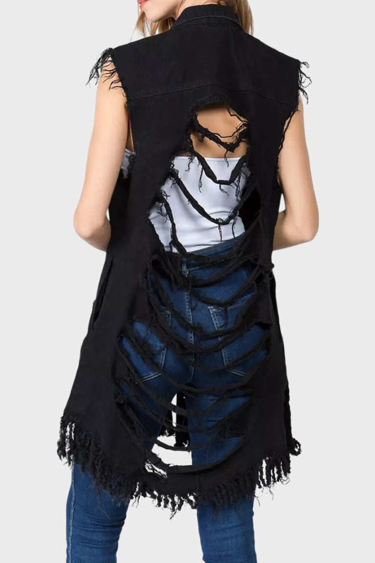Ripped Denim Vest