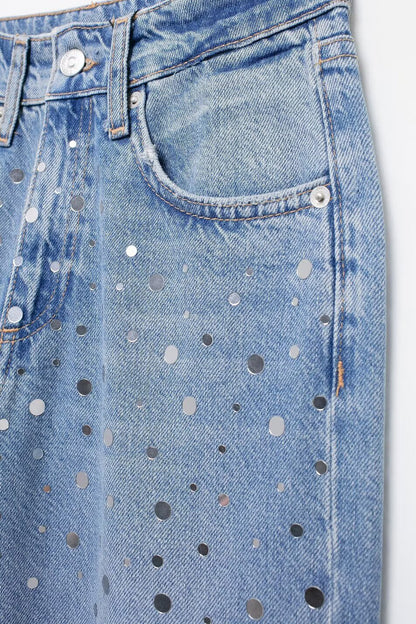 Rhinestone Straight Leg Jeans