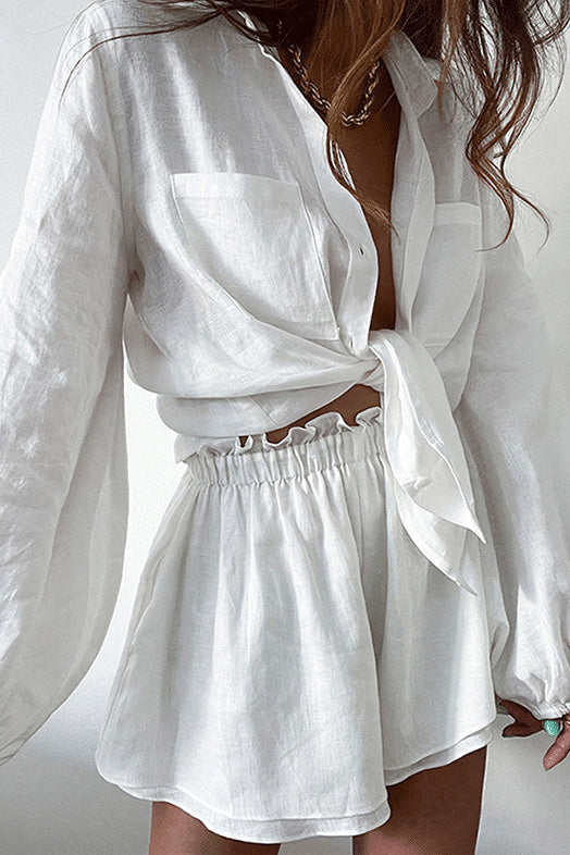 Top Ruffle Shorts Two-piece Casual Fashion Suit