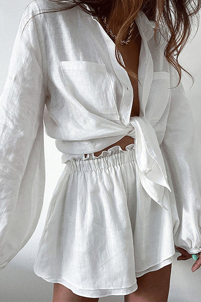 Top Ruffle Shorts Two-piece Casual Fashion Suit