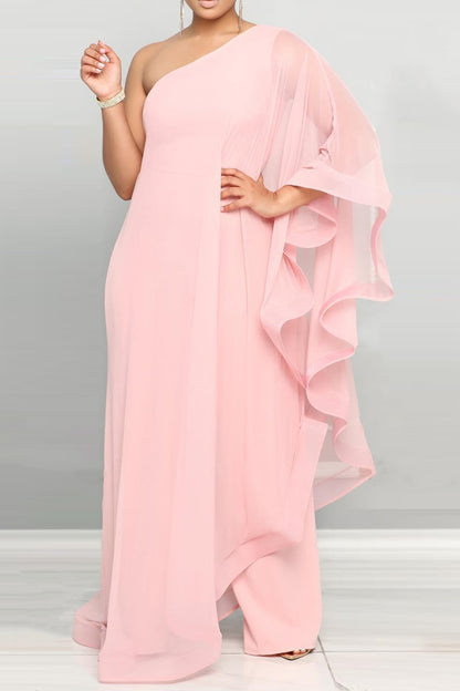 One Shoulder Batwing Jumpsuits