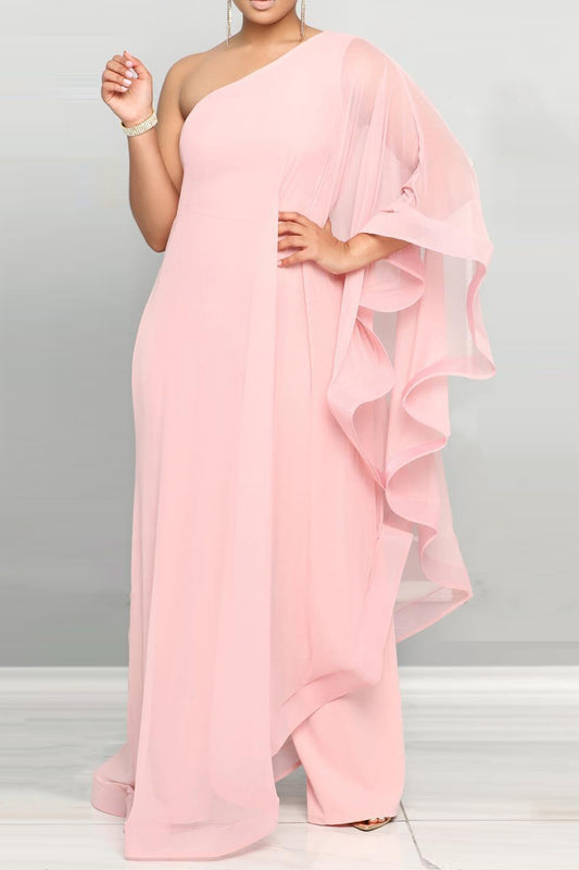 One Shoulder Batwing Jumpsuits