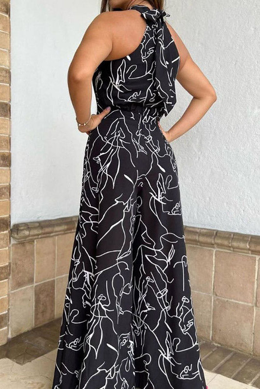 Round Neck Printed Jumpsuit for Women
