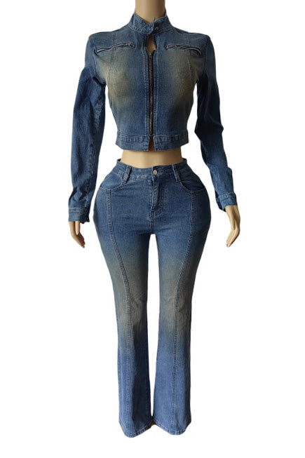 Stretch Long Sleeve Flare Pants Set