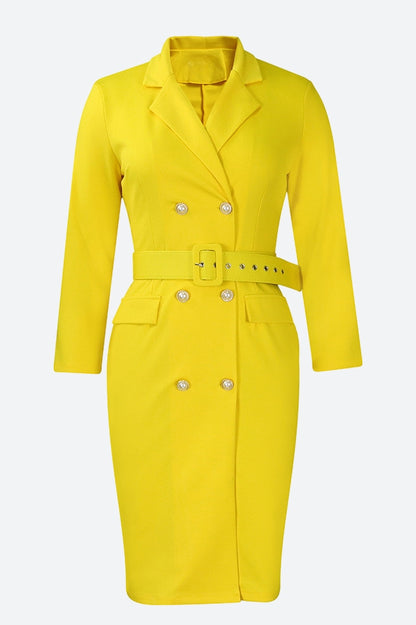 Long Sleeve Double Breasted Midi Dress