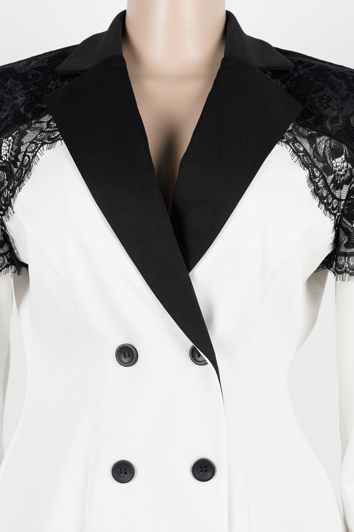Lace Panel Slim Fit Blazer & Pants Set