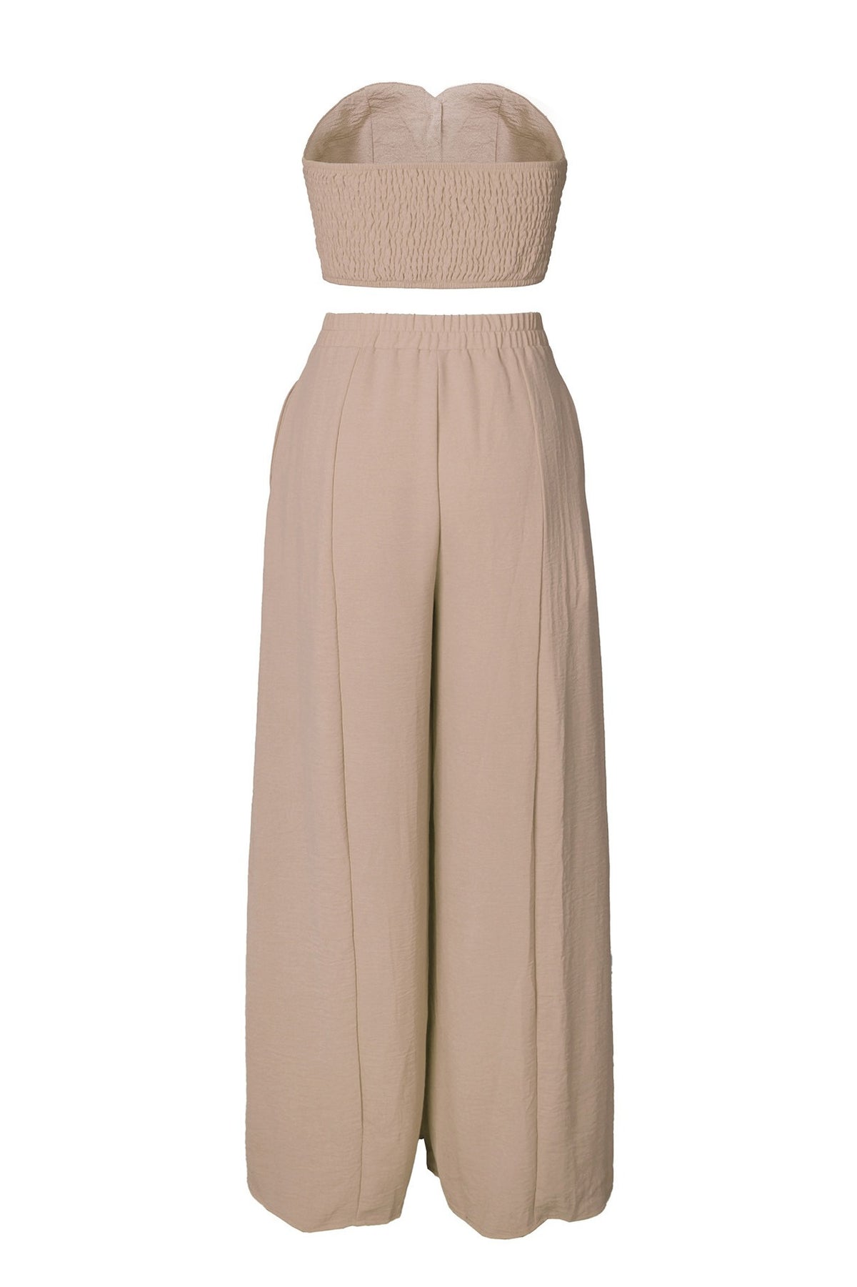Stretch Tube Top Vest and Wide Leg Pants Set