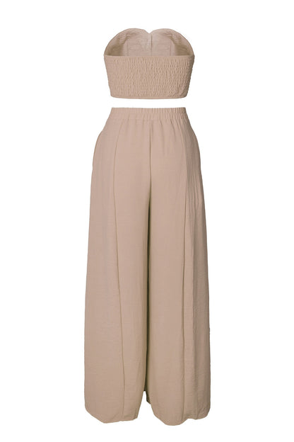 Stretch Tube Top Vest and Wide Leg Pants Set