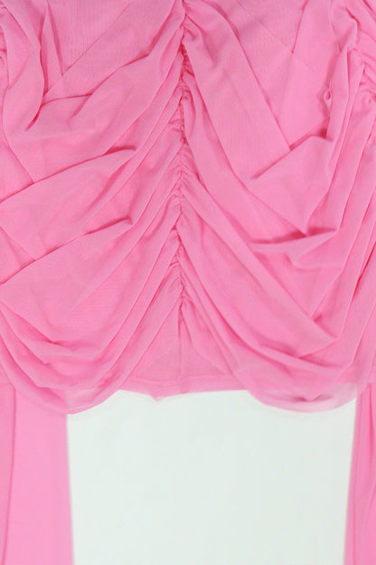 Draped Mesh Cutout Mini Dress