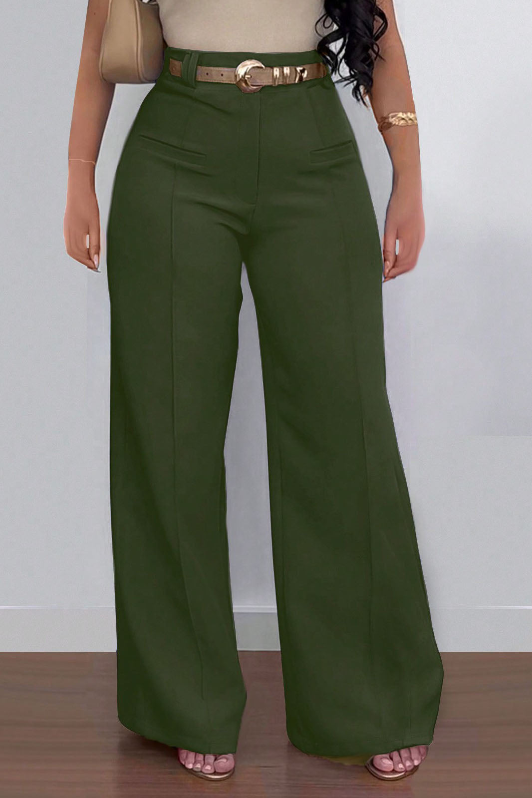 Casual Solid Color Loose Wide-Leg Pants