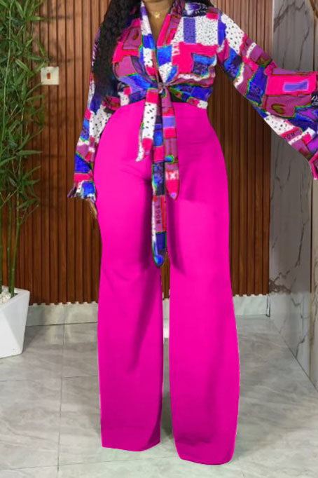 Plus Size Tie-Front Top & Pants Set