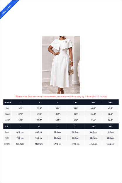 Elegant Cape Overlay A-Line Midi Dress