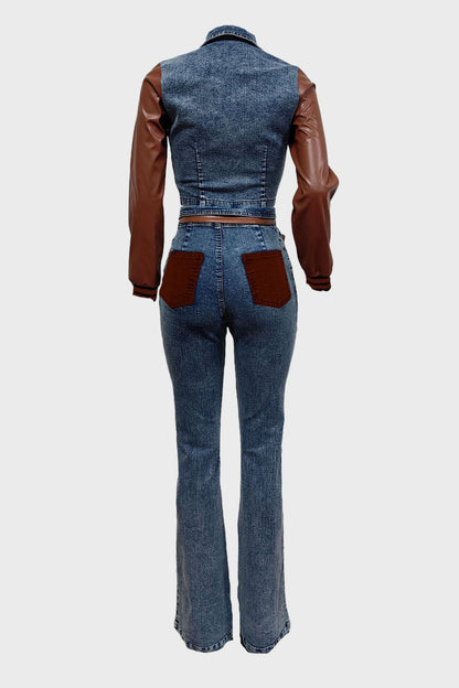 Leather Denim Set