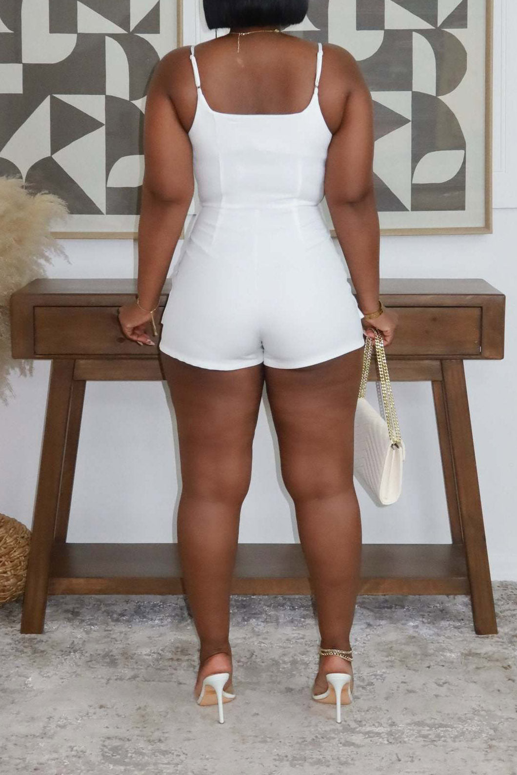 Spaghetti Strap Tailored Illusion Romper