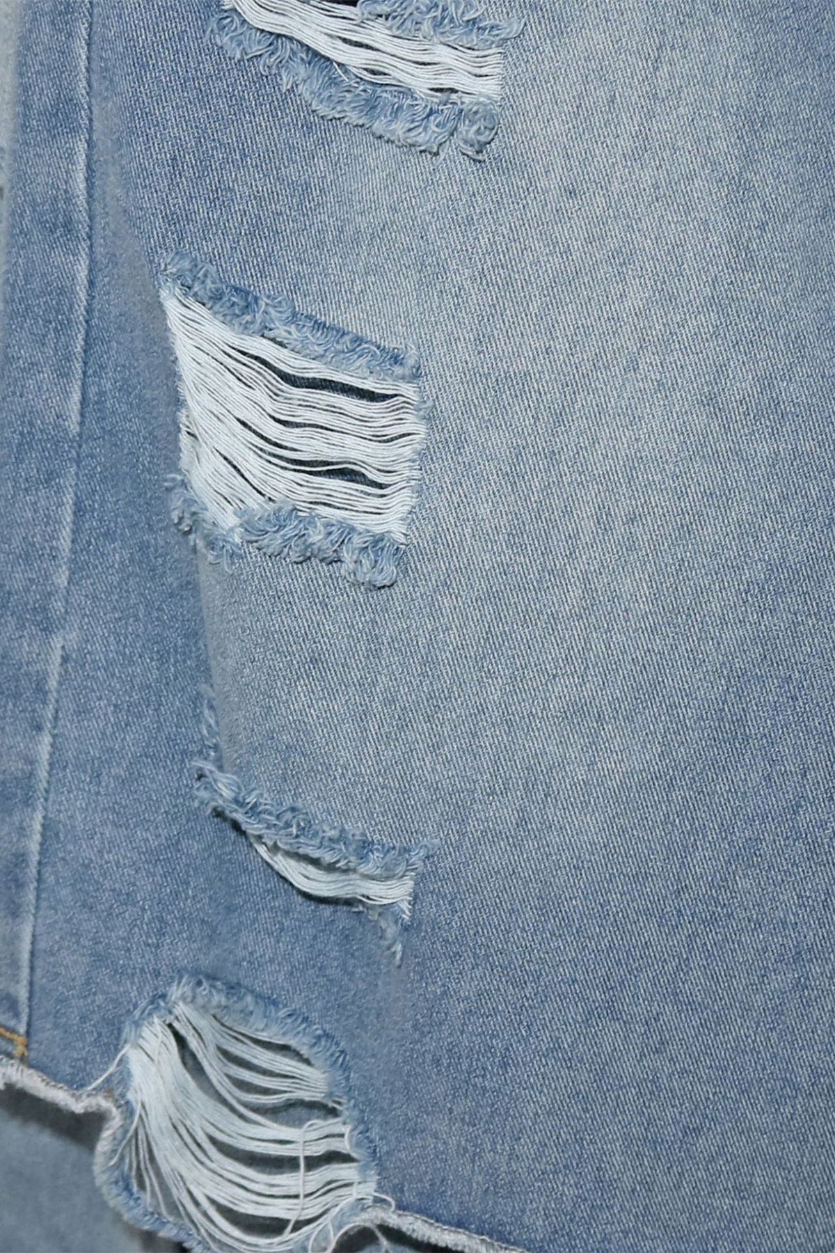 Double Denim Baggy Capri Jeans