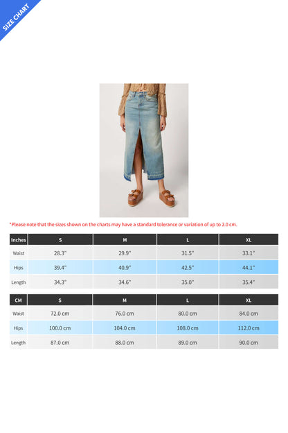Slim Fit Vintage Denim Long Skirt