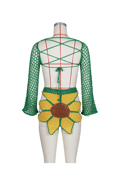 Sunflowers & Sunset Crochet Skirt Set