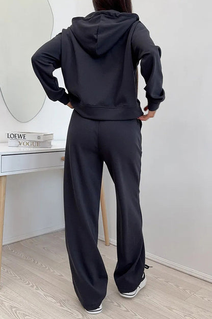Hooded Zip Sweatshirt & Drawstring Pants Set